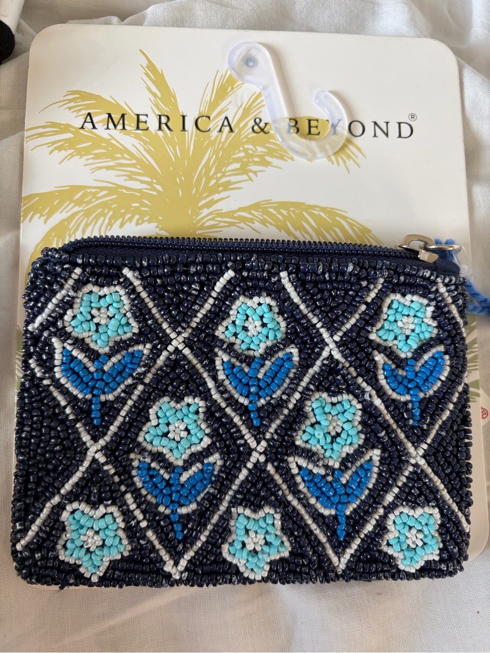 America and Beyond Navy Beaded Key & Card Holder